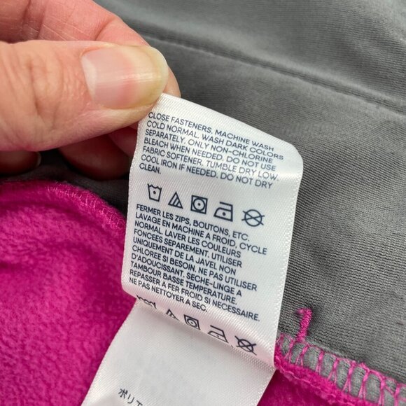 Lands' End Pink Grid Fleece Full Zip Up Jacket Womens Size Large Outdoor Casual - Picture 7 of 10